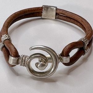 Hurricane Leather and Sterling Silver Bracelet